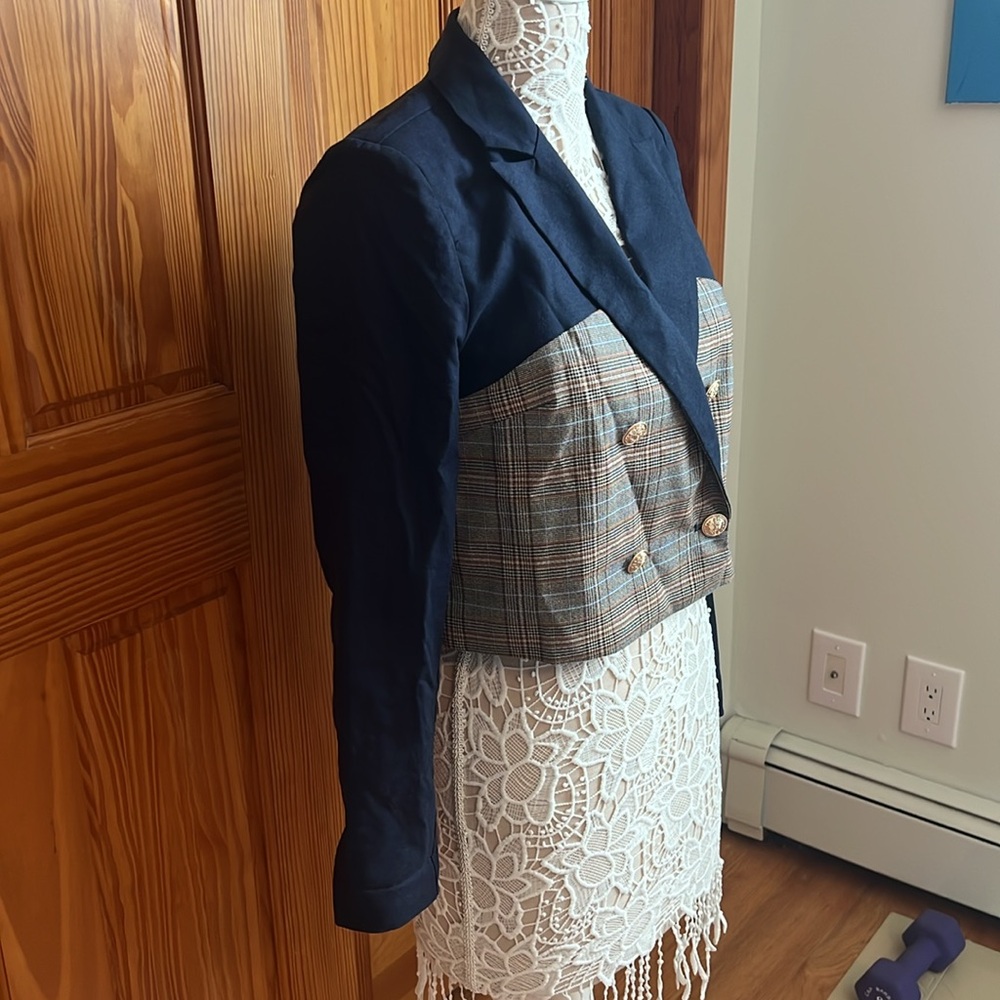 NWT Anthropologie Dolan Fabric Mix Corset Blazer - Picture 4 of 12